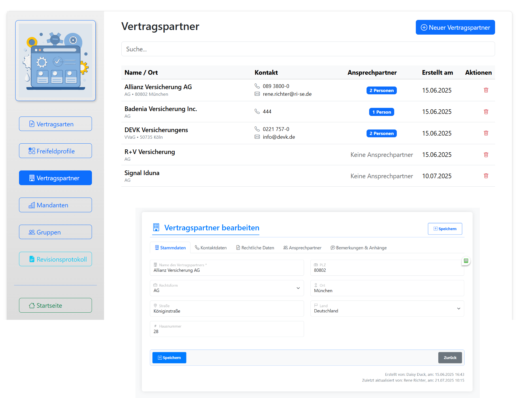 Stammdaten Vertragspartner